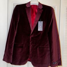 Ben Sherman Tuxedo Jacket Velvet With Satin Coaler Brand New With Tags Burgundy Size 40r Black Tie Party, Slim Fit Tuxedo, Adidas Track Suit, Dinner Jacket, Tuxedo Blazer, Tuxedo Suit, Tuxedo For Men, Tuxedo Jacket, Compression Pants