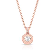 Design Set in our signature Puffy Bezel design, the Orb Necklace beautifully features a round diamond pendant on an elegant chain. Details & Dimensions - 0.50 carats- Adjustable 16-18" chain Luxury Rose Gold Solitaire Necklace With Round Pendant, Luxury Recycled Gold Round Pendant Necklace, Rose Gold Round Pendant Diamond Necklace With Bezel Setting, Timeless Rose Gold Diamond Pendant Necklace, Luxury Rose Gold Diamond Round Pendant Necklace, Round Diamond Pendant, Heart Necklace Diamond, Fine Jewelry Designers, Gold Details