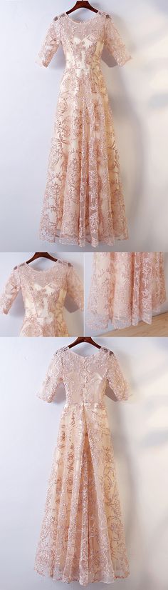 Prom Dresses Long Champagne, Party Dress With Sleeves, Luxurious Clothes, Trendy Dress Styles, Delicate Gown, Party Dresses With Sleeves, Gorgeous Prom Dresses, Dress With Sleeves, Prom Dress Inspiration