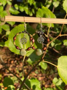 Tree of life hoop earrings  - Indian agate crystal Beaded Tree Of Life, Beaded Tree, Hoop Dangle Earrings, Indian Agate, Earrings Indian, Agate Crystal, Boho Earrings, Tree Of Life, Beaded Earrings