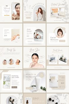 an image of a woman's skin care product advertment with multiple images