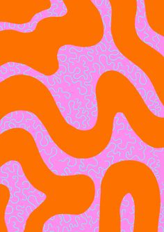 an orange and pink pattern with wavy lines