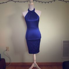 Brand New, Never Worn, Royal Blue, Halter Style Body-Con Dress. Purchased From Simply Dresses. Size-Small. Stretch Royal Blue Party Dress, Royal Blue Stretch Party Dress, Royal Blue Stretch Dresses For Party, Elegant Blue Halter Dress For Formal Occasions, Elegant Blue Halter Dress For Formal Events, Blue Stretch Midi Dress For Evening, Elegant Halter Neck Mini Dress For Casual Occasions, Elegant Royal Blue Bodycon Dress For Night Out, Elegant Halter Neck Mini Dress