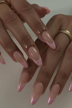 Nail Design Gold, Pink French Nails, Pink Chrome Nails, Chrome Nails Designs, Purple Nail, Soft Nails, Design Nail, Prom Nails, Funky Nails