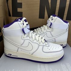 New Nike Air Force 1 High Rare White Field Purple Violet Dv1138-100 Women Sz 7 Brand New With Box Box Has No Lid Authentic Nike Air Force 1 White With Cushioned Footbed, Casual White Nike Air Force 1 With Round Toe, Nike Air Force 1 White Lace-up, White Nike Air Force 1 Lace-up, White Nike Air Force 1 With Cushioned Footbed, White Nike Air Force 1 Lace-up With Cushioned Footbed, Casual White Nike Air Force 1, Nike Air Force 1 White With Laces, White Nike Air Force 1 With Laces