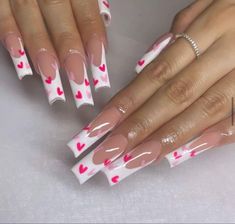 Vday Nails, Halloween Acrylic Nails, February Nails, White Acrylic Nails, Cute Acrylic Nail Designs, Acrylic Nails Coffin Short, Hard Gel