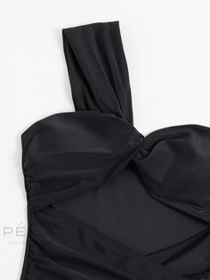 Peilia - Elegant Black Asymmetrical One Piece Swimsuit with One Shoulder, Featuring Tummy Control and High Cut Design - Ideal for Womens Swimwear & Clothing Elegant Asymmetrical Swimwear For Parties, Elegant Asymmetrical Party Swimwear, Asymmetrical Black Bodysuit For Party, Black Bodysuit With Asymmetrical Neckline For Party, Black Asymmetrical Bodysuit For Party, Black Asymmetrical Party Bodysuit, Black Party Bodysuit With Asymmetrical Neckline, Asymmetrical Solid Swimwear For Party, Black Ruched Swimwear For Party