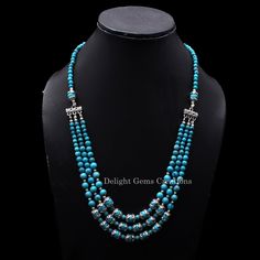 "Product Details :  Item Code : DGC1497 Gemstone Name : Turquoise Chain Style : Beaded Beads Shape : Smooth Round Beads Size : 4mm to 7.5mm Approx Length : 23\"Inch Approx Weight : 260 Cts. Approx Color : Blue Customization : Available Please Feel Free To Contact If You Have Any Query." Turquoise 8mm Beads For Jewelry Making, Traditional Blue Jewelry With 8mm Beads, Traditional Turquoise Jewelry With 8mm Beads, Round Bead Necklace, Beaded Beads, Gemstone Beaded Necklace, Designer Gifts, Blue Turquoise, Bead Necklace