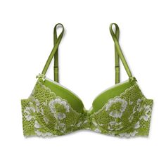 Cross-Dyed Lace Overlay And Wings Contrast Trim And Satin Bows Underwire Fully Adjustable Straps Double-Row Hook-&-Eye Closure New With Tags. In Excellent Condition. Original Price $49.95. Green Bra, Green Bras, Adore Me, Lace Overlay, Contrast Trim, Push Up Bra, Women's Intimates, Push Up, Adjustable Straps