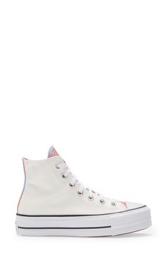 A bright platform cupsole kicks up the height and the attitude of an iconic high-top sneaker cut from soft, durable canvas. Style Name:Converse Chuck Taylor All Star Lift High Top Platform Sneaker (Women). Style Number: 5832383. Spring High-top Sneakers With Contrast Sole, Spring High-top Platform Sneakers With Vulcanized Sole, Pink High-top Platform Sneakers, High-top Cotton Canvas Shoes With Platform, White High-top Platform Wedge Sneakers, Spring Cotton High-top Sneakers, Spring High-top Platform Sneakers With White Sole, White Mid-top Wedge Sneakers With Platform, Spring High-top Platform Sneakers