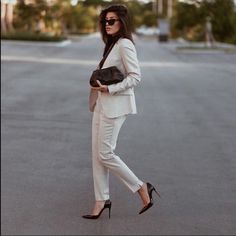 12/31 Chic Ankle-length Pantsuit For Party, Chic Tailored Dress Pants, Chic Suits For Night Out In Spring, Elegant Spring Trousers Suits, Elegant Spring Suits With Trousers, Tailored Straight Leg Spring Blazer, Spring Straight Leg Blazer, Tailored Straight-leg Spring Blazer, Elegant Fall Pantsuit With Straight Leg