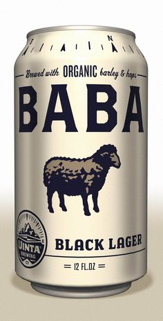 a can of black label beer with an image of a sheep on the front and side