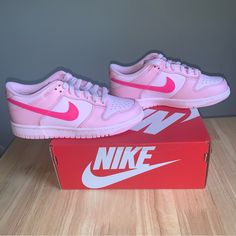 Nike Dunk Low Triple Pink Gs Shoes Grade School Size 4y , Which Equates To A Women’s Size 5.5 Grade School Size 4.5y , Which Equates To A Women’s Size 6 Grade School Size 5y , Which Equates To A Women’s Size 6.5 Grade School Size 5.5y , Which Equates To A Women’s Size 7 Grade School Size 6y , Which Equates To A Women’s Size 7.5 Grade School Size 6.5y , Which Equates To A Women’s Size 8 Grade School Size 7y , Which Equates To A Women’s Size 8.5 Each Pair Is New With The Original Box #Nike #Dunk # Pink Custom Sneakers With Round Toe For Streetwear, Trendy Nike Custom Sneakers With Round Toe, Custom Pink Sneakers With Contrast Sole, Custom Pink Sneakers With Rubber Sole, Casual Low-top Pink Custom Sneakers, Casual Pink Low-top Custom Sneakers, Pink Skate Shoes With Rubber Sole And Round Toe, Pink Slip-on Custom Sneakers With Rubber Sole, Custom Slip-on Sneakers For Streetwear