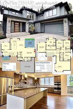 the floor plan for this modern home is very large and has lots of space to put in