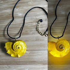 This necklace features a 1.5 - 2" real sea shell. Hand painted with a custom created metallic yellow gold paint to match the original cartoon! (LARGER SHELL VERSION IN LINKS BELOW) The shell lays flat at only an inch or under wide. Black silk cord and an adjustable gold lobster clasp. Measures 20-22". NECKLACE INCLUDES LIGHT AND GLUE DOTS * Glow Light comes loose but can be permanently fixed to shell with glue dots provided. This allows easy replacement of the light or batteries when needed. It Ursula Necklace, Glow Necklace, Sea Shell Necklace, Witch Pictures, Glow Light, Glowing Necklace, Witch Necklace, Cosplay Jewelry, Sea Witch