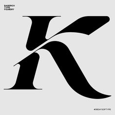 the letter k is shown in black and white