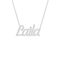 Laila - Gold Name Necklace Solid 14K gold necklace with a 16 inch 14K gold chain. * 8mm/ 0.31inch height for the capital letter, 5mm/0.19685 inch for the lower case. Types Of Gold, Gold Name Necklace, Ruby Engagement Ring, Lower Case, 14k Gold Necklace, Rose Engagement Ring, Jewelry Images, The Capital, Ruby Ring