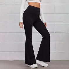 Season:Spring   Fall,Summer; Fabric:Polyester; Gender:Women's; Style:Fashion; Elasticity:Micro-elastic; Occasion:Weekend,Casual; Details:Without Lining; Fit Type:Regular Fit; Function:Comfort; Waistline:High Waist; Pattern:Plain; Design:Wide Leg; Special Size:Normal; Pants Type:Flare Leggings,Bell Bottom,Slacks,Trousers,Chinos,Flare,Bootcut,Pants Trousers,Flared Pants; Fly Type:Elasticity; Front page:FF; Listing Date:03/28/2022; Production mode:External procurement; Hips:; Length:; Waist:; Pants Spring Trousers, Haut Transparent, Cargo Pants Style, Pants Elastic Waist, Legging Outfits, Plain Style, Flare Leg Pants, Flare Leggings, Type Of Pants