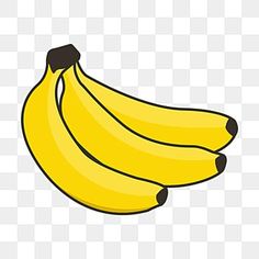 three yellow bananas on a white background, banana, fruit, cartoon png and psd