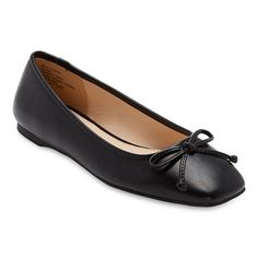 Polish off any look with these Liz Claiborne women's Flushing ballet flats. Made with soft faux-suede, a cushioned memory foam insole and square toe design, these slip on shoes will be an easy style statement. Wear with straight leg pants and your favorite top. Closure Type: SlingbackUpper/Outer Base Material: 100% PolyuretheneShoe Lining Material: PolyurethaneSole Material Content: 100% Thermoplastic-RubberToe Type: Round ToeShoe Strap Type: Slingback StrapCare: Wipe CleanHeel Style: Flat HeelC Black Status, Shoes Ballet Flats, Ballet Flats Black, Patent Loafers, Black Ballerina, Office Casual Outfit, Black Ballet, Ballerina Shoes Flats, Black Ballet Flats