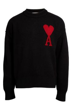 AMI PARIS Ami de Coeur Monogram Crewneck Sweater | Nordstrom Logo Crew Sweater For Fall, Fall Crew Neck Sweater With Logo, Crew Neck Sweater With Logo For Fall, Logo Crew Neck Sweater For Winter, Black Logo Sweater For Fall, Ace Of Hearts, Land Management, Ami Paris, Animal Welfare