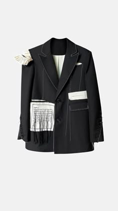 Black Womens Suit, Patchwork Blazer, Reworked Clothes, Detail Couture, Blazer For Women, Future Outfit, Patchwork Dress