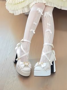 ♡ Mousse Heart ♡ - High Heels – Heart of Doll Cute White Heels For Party, Cute White Party Heels, Cute White Block Heels, Valentine's Day Platform High Heels, Cute White High Heel Shoes, Cute White High Heeled Shoes, White Harajuku Party Heels, White Harajuku Heels For Party, Cute White Platform Heels