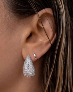 The Pave Gia Earrings | Luv Aj Pave Earrings, Stone Plate, Luv Aj, Ear Earrings, Cz Stone, Pierced Ears, Bling Bling, Ear Piercings, Plating