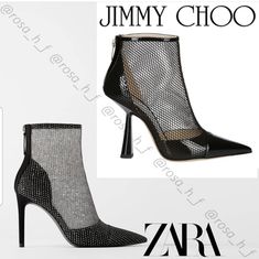 New With Tag. Eur 38/41 Us 7.5/10. Black - 1102/510. Black Heeled Ankle Boots. Sparkly Mesh Upper. Lined Stiletto Heel. Pointed Toe. Back Zip Closure. Heel Height 3.9 Inches ( 10 Cm) Zara Closed Toe Evening Boots, Zara Closed-toe Evening Boots, Zara High Ankle Evening Heels, Zara High Ankle Heels For Evening, Chic Zara Ankle Strap Boots, Zara Boots For Spring Party, Zara Boots For Evening In Spring, Chic Summer Boots By Zara, Zara Evening Boots For Spring