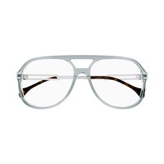 Introducing the latest addition to our designer eyewear collection at OSSA FRAMES - the Gucci GG1106O 003 Grey/Clear Aviator Eyeglasses! Elevate your style and make a statement with these sleek and sophisticated frames from the iconic fashion house, Gucci. Crafted from high-quality acetate, these eyeglasses offer both durability and luxury. The frame color of these glasses is a timeless grey hue, adding a touch of sophistication to any outfit. The clear demo lenses give these glasses a modern and edgy look, perfect for the fashion-forward man. With a lens socket width of 58, bridge size of 16, temple length of 145, and a classic aviator style, these Gucci eyeglasses are designed to flatter a man's face shape and style. The model number, GG1106O, and color code, 003, are proof of the authen Unique Glasses, Aviator Eyeglasses, Gucci Eyeglasses, Clear Frames, Iconic Fashion, Designer Eyewear, Aviator Style, Edgy Look, Eyewear Design