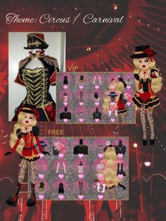 some very cute looking dolls on display in front of a red and black background with fireworks