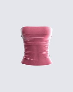 Velvet Tube Top, Pink Tube Top, Velvet Set, Pink Velvet, Dream Clothes, Outfits Casuales, Pink Tops, Cute Casual Outfits, Cute Tops