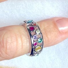 Beautiful Semi Precious Gemstones In A 925 Sterling Silver Overlay. Every Color Of The Rainbow! I Ship Fast! Kunzite Ring, Precious Stones Rings, Purple Rings, Head Ring, Turquoise Leather, Every Color, Amethyst Bracelet, 925 Silver Ring, Crystal Rings