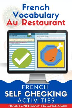 the french restaurant poster for self - checking activities with an image of a computer screen