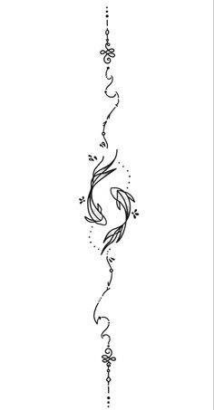 a black and white drawing of a long line with swirls on the side,