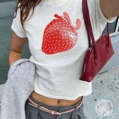 Strawberry Saturated Graphic Baby Tee  💕 ABOUT - The same baby-tee fit you know & love! - Super comfortable and soft material. - 100% sustainably sourced ring-spun cotton, coloured with OEKO-TEX certified low-impact dyes. - All t-shirts come with pearlized, tear-away labels for total comfort and a scratch-free experience. 🌟SIZING - Please find the size chart in the description before purchasing. 💖CARE/ WASH - Machine wash: warm 30C (max 40C or 105F) - Non-chlorine bleach as needed - Tumble dry: low temp (max 60C); Do not iron/dry clean ✨SHIPPING - Custom orders may take longer to process but your items usually will ship in 2-5 business days. - All shipments are packaged with love and printed locally in Canada. Thanks for shopping with our store! Please let me know if you need any custom Graphic Baby Tee, Summer Tees, Baby Graphic Tees, Baby T Shirts, Summer Tee, Minimalist Aesthetic, Baby Tee, Kids Tops, Baby Tshirts