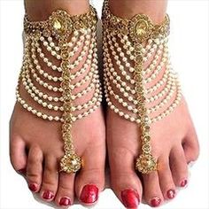 Gold Rodium Polish White and Off White color Anklet in Metal Alloy studded with Kundan, Pearl Embellished Gold Jewelry For Festival, Metal Anklets For Festival, Embellished Summer Jewelry, Gold Beaded Anklets For Party, Metal Anklets For Party, Metal Anklets With Ankle Strap For Party, Metal Ankle Strap Anklets For Party, Elegant Beaded Metal Anklet, Gold Metal Anklets For Festivals