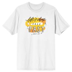 Anyone who loves Gilmore Girls and caffeine will love this men’s white graphic t-shirt! The “Life’s Short, Talk Fast” t-shirt features a big, colorful graphic that has been professionally printed to ensure long-lasting print quality. The Gilmore Girls fan apparel is white in color, and has short sleeves for comfort and style in any weather. The classic TV show apparel is made of 100percent USA cotton. It can be machine washed in cold water with like colors, then tumble dried for easy care. As an Gilmore Girls Tshirt, Gilmore Girls Coffee, Witty Banter, Gilmore Girls Outfits, Mens White Shorts, The Gilmore, Gilmore Girls Fan, White Graphic Tee, Fastest Man