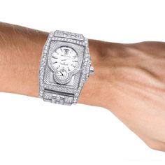 Introducing the unique bust-down Breitling for Bentley Flying B men's diamond watch. This luxurious timepiece is crafted from the finest stainless steel and features a 38.5mm case with a white dial, chronograph subdial, and silver-tone hands. The bezel and case are encrusted with 20ct of sparkling white diamonds, while the bracelet is adorned with an additional diamond for a truly unique look. The scratch-resistant sapphire crystal ensures that your watch will remain in pristine condition for ye Diamond Watches For Men, Watch For Men, Diamond Watch, White Dial, White Diamonds, Sapphire Crystal, Bentley, Diamond White, Chronograph