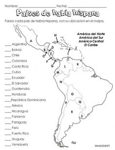 the map of latin america with its capital and major cities, labeled in black ink