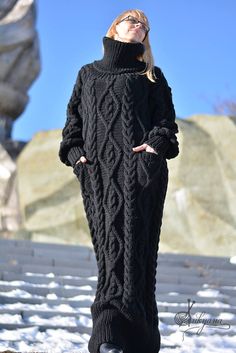 oh my god.   ORDER handmade WOOL dress hand knitted dress Tneck sweater Gros Pull Mohair, Hand Knitted Dress, Wool Sweater Dress, Cowl Neck Sweater Dress, Crochet And Knitting, Solid Sweaters, Turtleneck Sweater Dress, Cable Sweater, Mohair Sweater