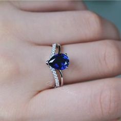 Blue Sapphire Ring Wedding Ring September Birthstone Ring Blue | Etsy Classic Teardrop Jewelry For Proposal, Pear-shaped Sapphire Ring, White Gold Teardrop Jewelry For Proposal, Elegant Pear-shaped Sapphire Ring For Formal Occasions, Formal Sapphire Pear-shaped Ring, Pear-shaped Sapphire Rings For Formal Events, Elegant Formal Pear-shaped Sapphire Ring, Elegant Teardrop Jewelry For Proposal, Solitaire Pear-shaped Jewelry For Proposal