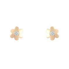 How sweet are these flower studs! 14k yellow gold flowers with a bezel set diamond in the center. 14k yellow gold 5mm Sold as pair or single Diamond Yellow Gold Flower Earrings, Yellow Gold Diamond Flower Earrings With Accents, Yellow Gold Flower-shaped Diamond Earrings, Yellow Gold Flower Diamond Earrings With Brilliant Cut, 14k Yellow Gold Flower Earrings For Anniversary, Yellow Gold Flower Earrings With Diamond Accents, Diamond Flower Earrings In Yellow Gold, Gold Flower-shaped Diamond Earrings With Brilliant Cut, 14k White Gold Flower Earrings