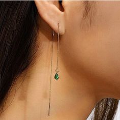 Questions? Leave A Comment Below! Threader Earrings, Emerald Jewelry, Earrings Color, Leave A Comment, Emerald Green, Emerald, Jewelry Earrings, Women Jewelry, Green