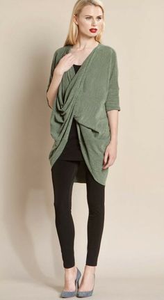 BRAND: Clara Sun Woo SIZE: XS COLOR: heathered green STYLE: tunic sweater MATERIAL: 70% polyester, 20% rayon, 10% spandex MEASUREMENTS: bust 48”, length 34”, sleeve length 15” DETAILS: New with tags, Clara Sun Woo tunic sweater. Olive green heather. Knit fabric. Front is twisted, by design. Short dolman sleeve. V-neck. Lightweight. Tulip hem in front, longer in back. Pullover head to wear. Perfect for any occasion, great for layering. Ready to ship! Pictured item is what you will be receiving. P Crossover Sweater, Loose Fit Sweater, Sweater Tunic, Sweater Fits, Knit Tunic, Sweater Material, Lightweight Sweater, Elbow Length Sleeve, Tunic Sweater