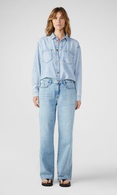 Ms. Charlotte / SI Denim Tops With Pockets And Straight Leg, Spring Shirts, Denim Shirt