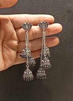 Beautiful Indian Trendy Oxidised jhumka Earrings. Handmade Jhumka. Black beads Jhumka. Indian jhumka. Traditional Earrings. Light Weight Earrings. Silver plated Earrings. Material - Brass. Jhumka Earrings Oxidized, Jumkas Black Metal, Cheap Bollywood Jhumkas With Latkans, Cheap Heavy Earrings For Diwali, Jhumka Oxidised Earrings, Cheap Chandbali Jhumkas For Navratri, Cheap Festive Jhumkas For Navratri, Cheap Round Earrings With Black Beads, Cheap Handmade Festive Jhumkas