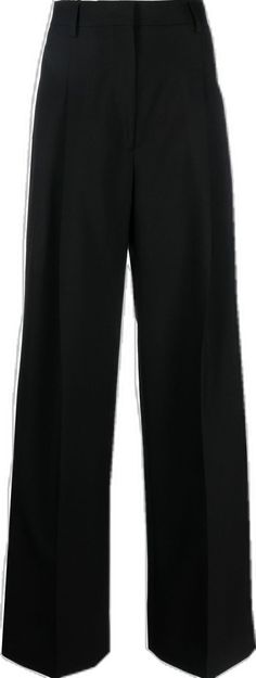 Black Wool Wide Leg Office Pants, Black Wool Wide Leg Pants With Pressed Crease, Black Wool Wide Leg Pants For Business Casual, Wool Trousers, Burberry, Wide Leg, Trousers, Collage, Wool