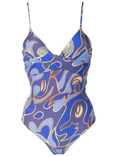 graphic-print swimsuit from LYGIA & NANNY featuring blue, all-over graphic print, V-neck and adjustable spaghetti straps. Be mindful to try on swimwear over your own garments.. Swimsuit Blue, Fashionably Late, Corset Fashion, Be Mindful, Blue Swimsuit, Print Swimsuit, Swim Wear, Swimmers, Stingray