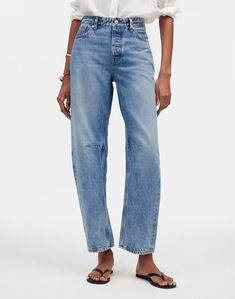 The Darted Barrel-Leg Jean in Dobbins Wash Barrel Jeans, Girls Diary, Tall Jeans, Madewell Jeans, French Fashion, Summer 2024, Daily Outfits, Wide Leg Jeans, Casual Style